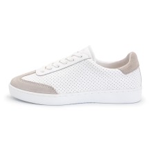 Suny Anna Kern 7020 Suède Wit-Beige Danssneakers met Volledig Zool en Draaipunten