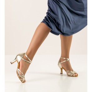 Anna Kern 740-60 Adele dames latin schoen goud metallic leer en enkelbandje