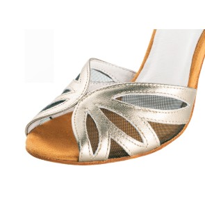 Anna Kern 840-75 Charlene open neus met zwart gaas dames dansschoenen platinum