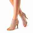 Anna Kern Dansschoenen met glittertjes voor dames 800-75 beige suede en hoge dunne hak