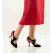 Nueva Epoca Talia Dames Dansschoenen zwart suede rood patent leer open laarsjes