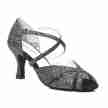 Anna Kern 780-60 Dames dansschoenen met zwarte en zilver kleurige glitters met 6 cm flare hak