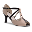 Werner Kern Holly dansschoenen voor dames met Kruisbandjes van Beige en zwart Leer