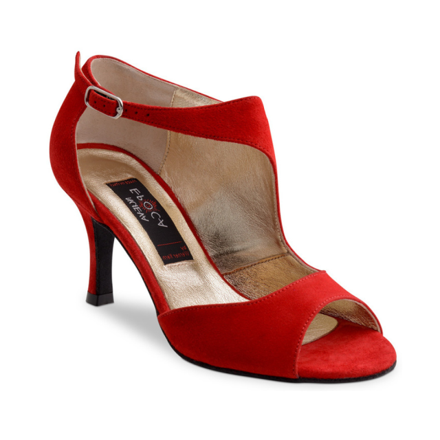 Nueva Epoca Linea dansschoen voor dames rood suede hak 7 cm