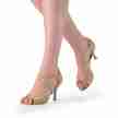 Nueva Epoca Ornella stella beige suede leer dansschoenen voor dames 7 cm hak