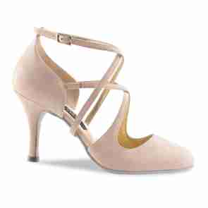 Nueva Epoca Valeria Dames Dansschoenen met Dichte Teen van Beige Suede