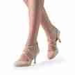 Nueva Epoca Valeria dames dansschoenen latin glimmend beige kruisbandjes