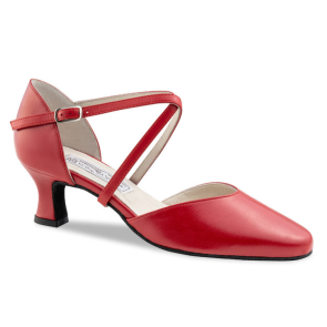 Werner Kern Patty dichte Dames Dansschoenen met Puntig neusje en Kruisbandje - Rood Leer